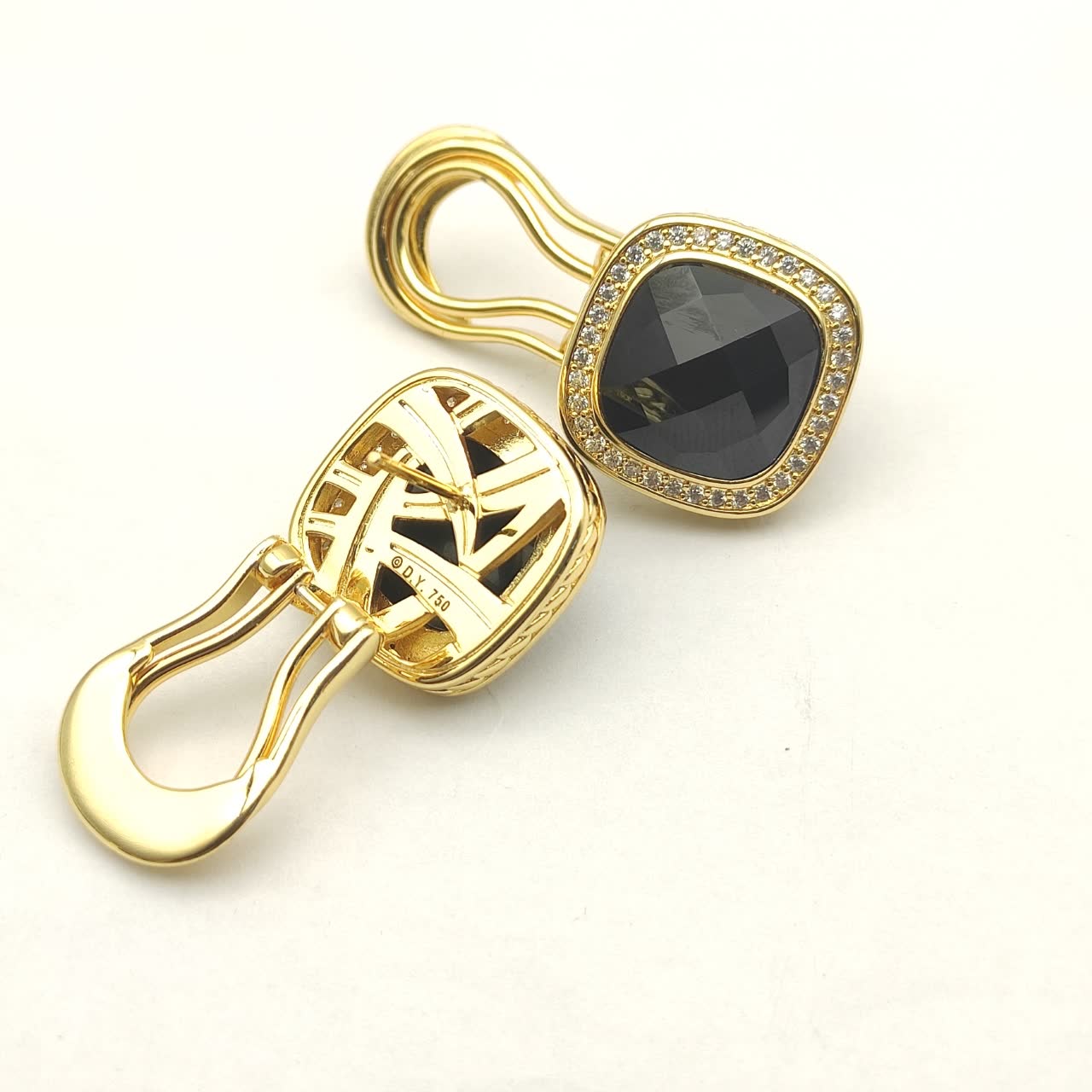 David Yurman Black Onyx & Diamond Cable Collectibles Clip-On Earrings